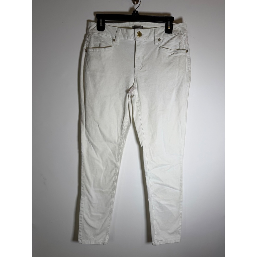 New Directions Weekend White Skinny Jeans Womens Size 8 Stretch Denim Stained